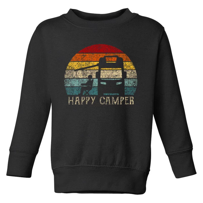 Happy Camper Rv Camping Retro Sun 70s 80s Toddler Sweatshirt