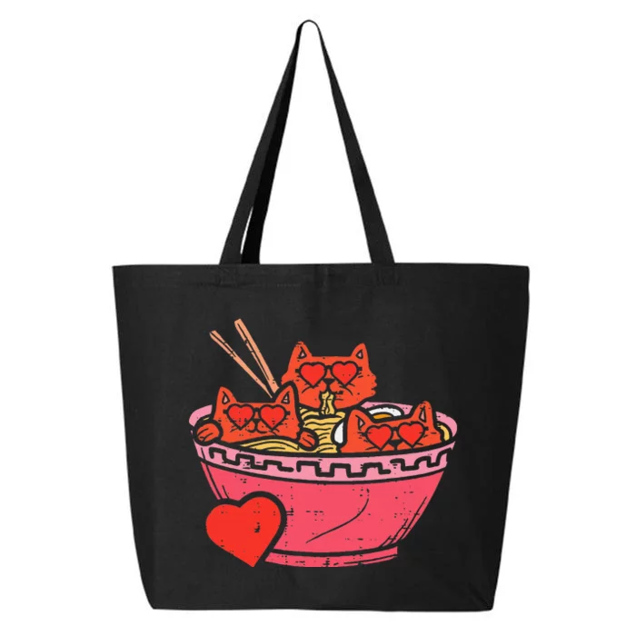 Heart Cats Ramen Noodles Anime Cute Valentines Day Kitten 25L Jumbo Tote