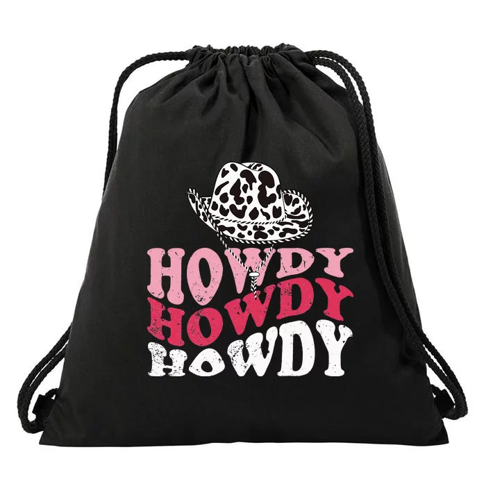 Howdy Cow Rodeo Dairy Cow Print Drawstring Bag