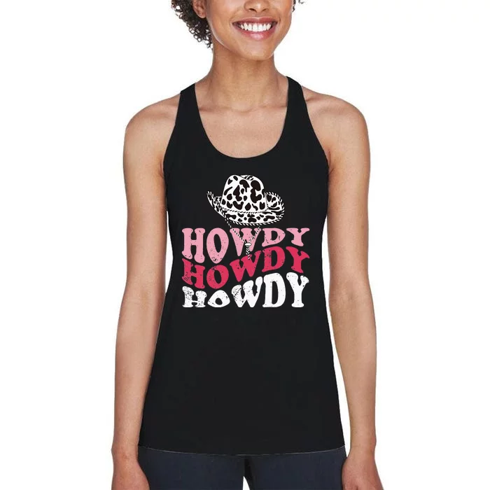 Howdy Cow Rodeo Dairy Cow Print Women's Racerback Tank