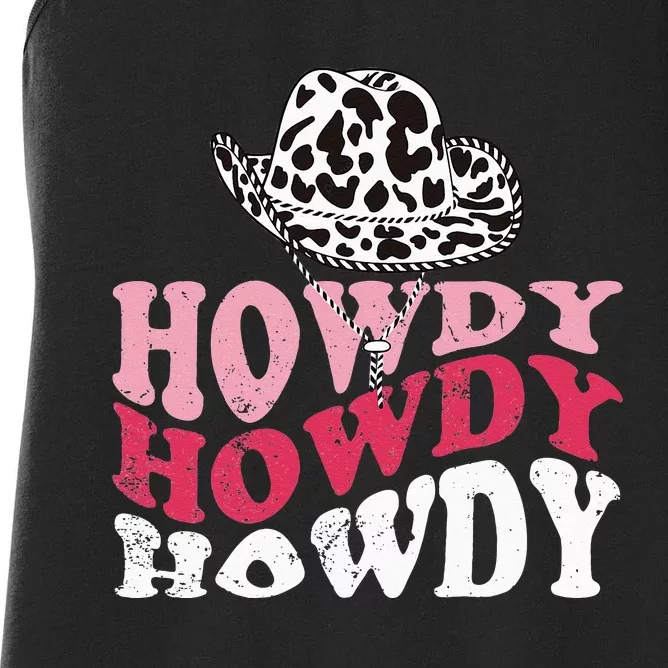 Howdy Cow Rodeo Dairy Cow Print Women's Racerback Tank