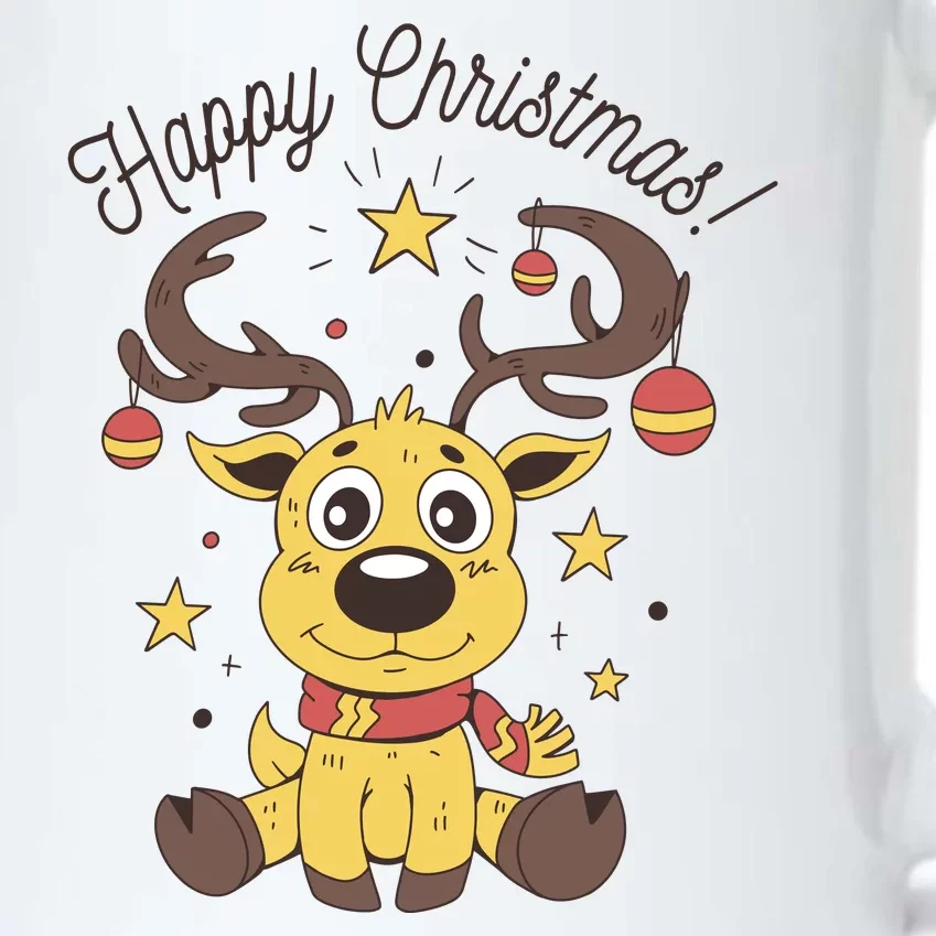 Happy Christmas Reindeer Holiday Black Color Changing Mug