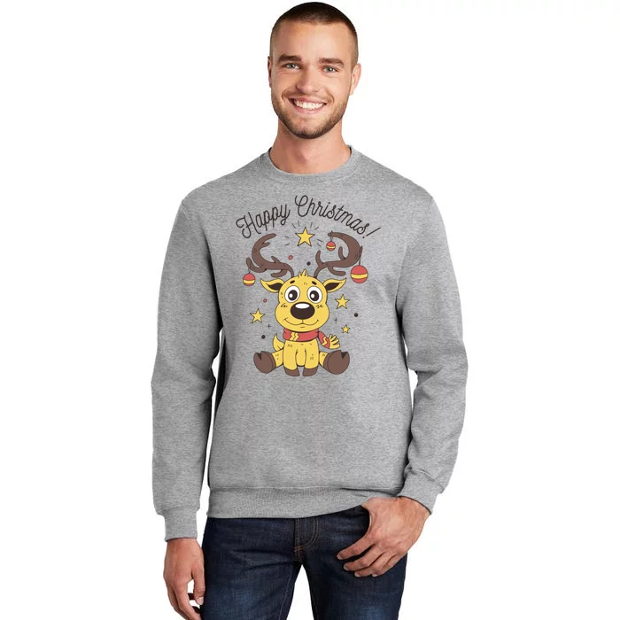 Happy Christmas Reindeer Holiday Tall Sweatshirt