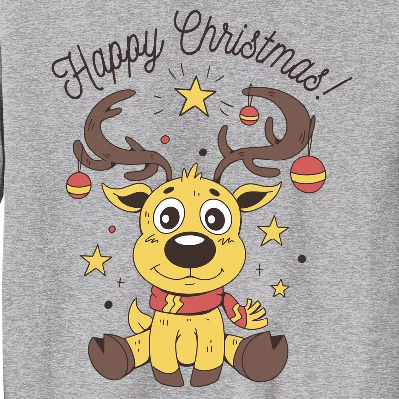 Happy Christmas Reindeer Holiday Tall Sweatshirt