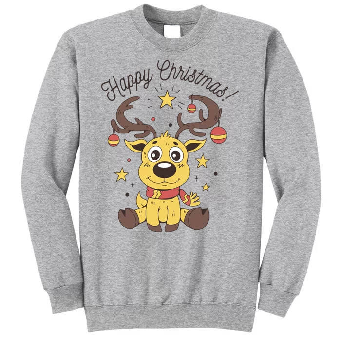 Happy Christmas Reindeer Holiday Tall Sweatshirt