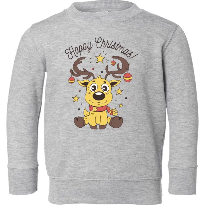 Happy Christmas Reindeer Holiday Toddler Sweatshirt