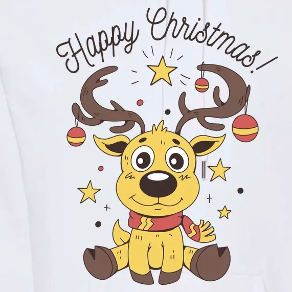 Happy Christmas Reindeer Holiday Premium Hoodie