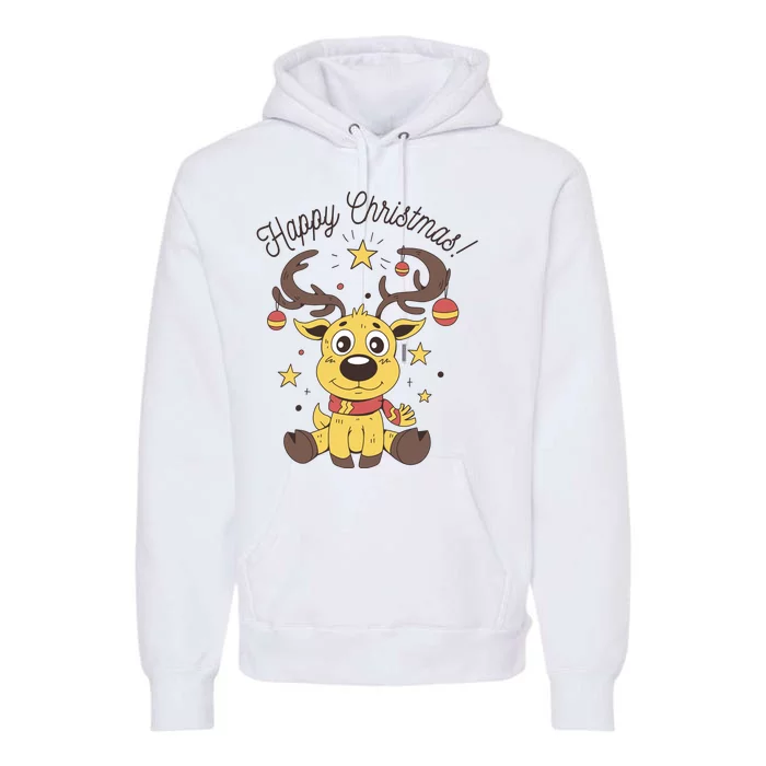 Happy Christmas Reindeer Holiday Premium Hoodie