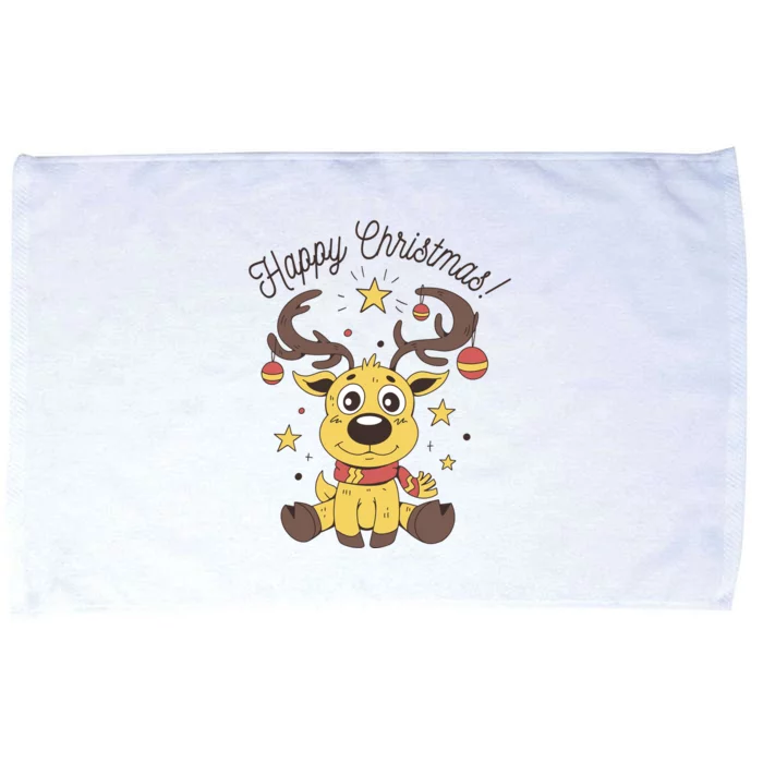 Happy Christmas Reindeer Holiday Microfiber Hand Towel