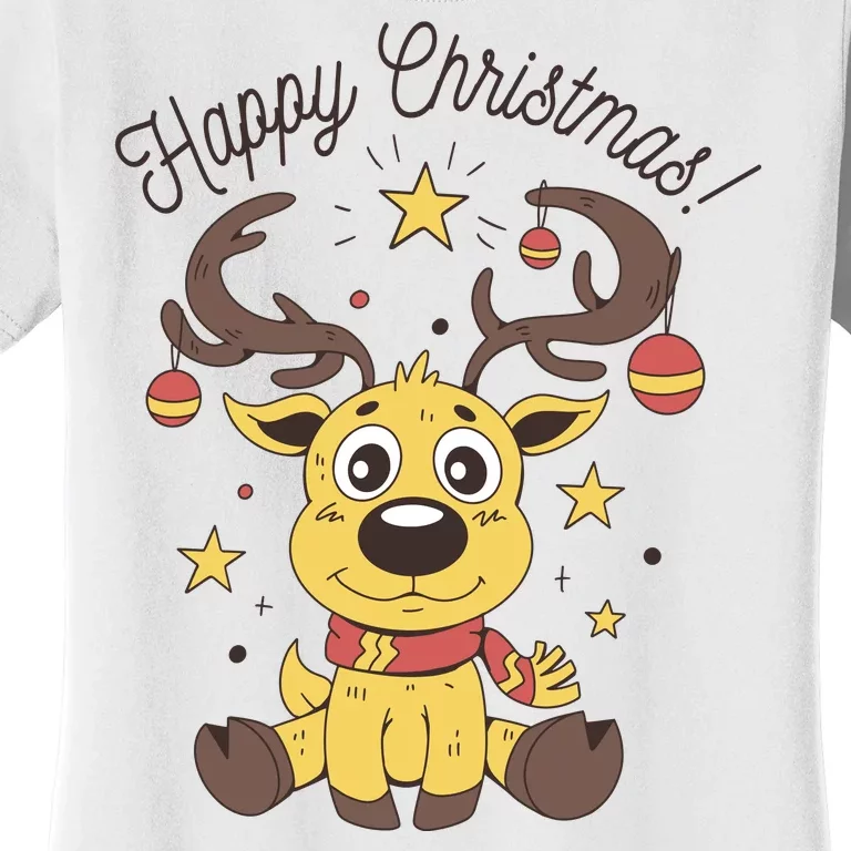 Happy Christmas Reindeer Holiday Women's T-Shirt