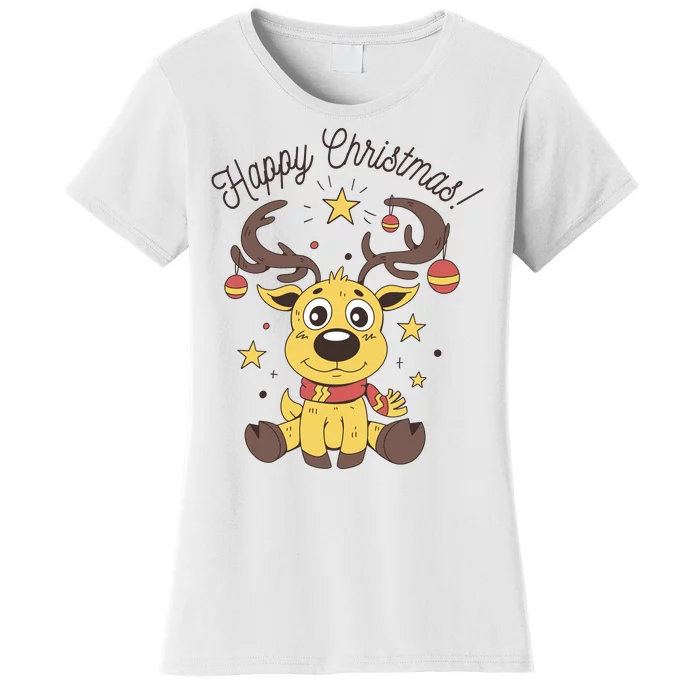 Happy Christmas Reindeer Holiday Women's T-Shirt