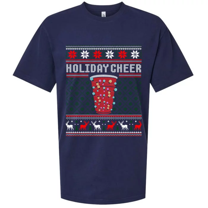 Holiday Cheer Red Solo Cup Christmas Beer Pong Ugly Sweater Gift Sueded Cloud Jersey T-Shirt