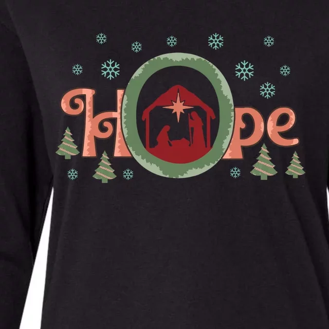 Hope Christian Retro Christmas Religious Faith Bible Verses Graphic Plus Size Womens Cotton Relaxed Long Sleeve T-Shirt