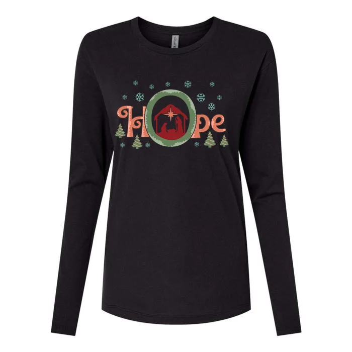 Hope Christian Retro Christmas Religious Faith Bible Verses Graphic Plus Size Womens Cotton Relaxed Long Sleeve T-Shirt