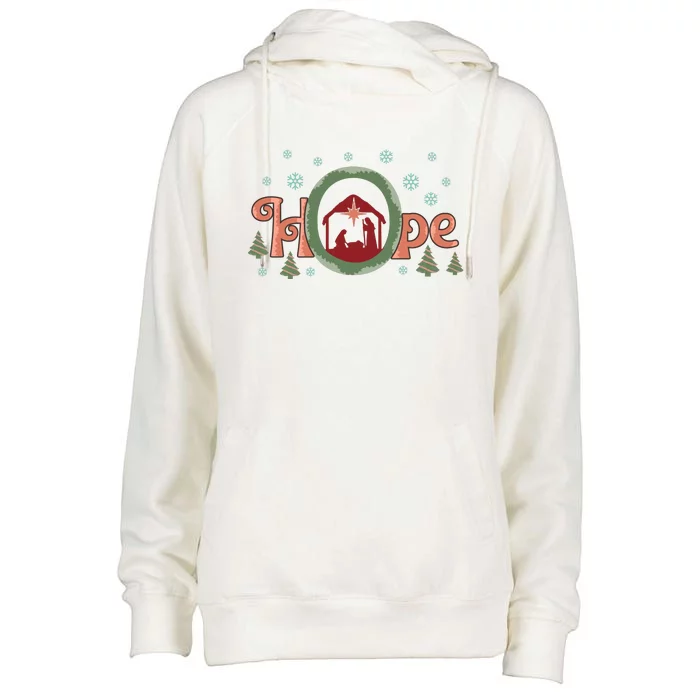 Hope Christian Retro Christmas Religious Faith Bible Verses Graphic Plus Size Womens Funnel Neck Pullover Hood