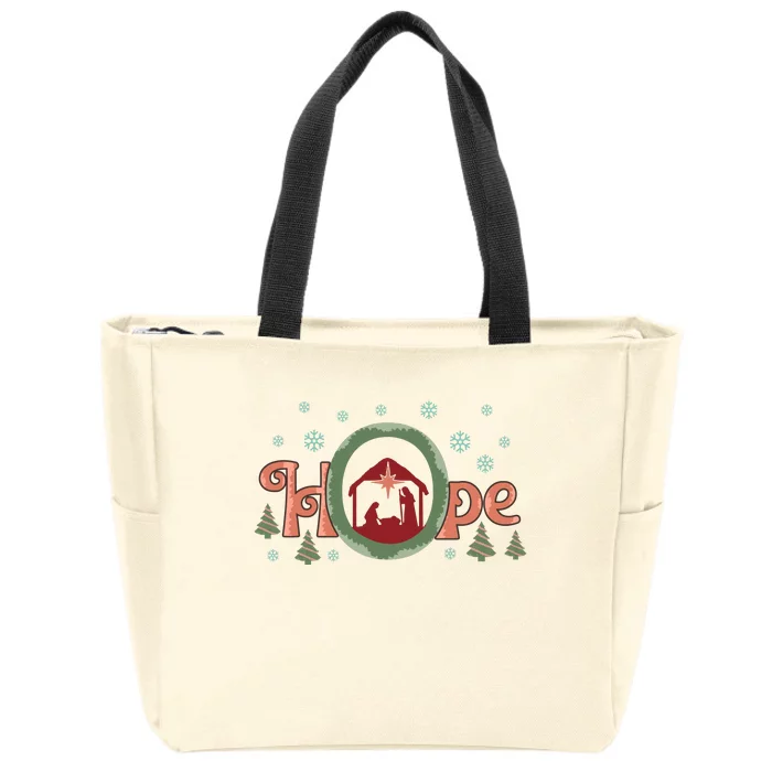 Hope Christian Retro Christmas Religious Faith Bible Verses Graphic Plus Size Zip Tote Bag