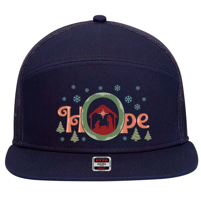 Hope Christian Retro Christmas Religious Faith Bible Verses Graphic Plus Size 7 Panel Mesh Trucker Snapback Hat