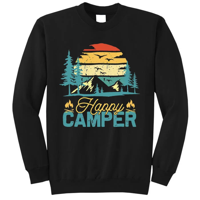 Happy Camper Retro Vintage Funny Matching Camping Crew Tall Sweatshirt