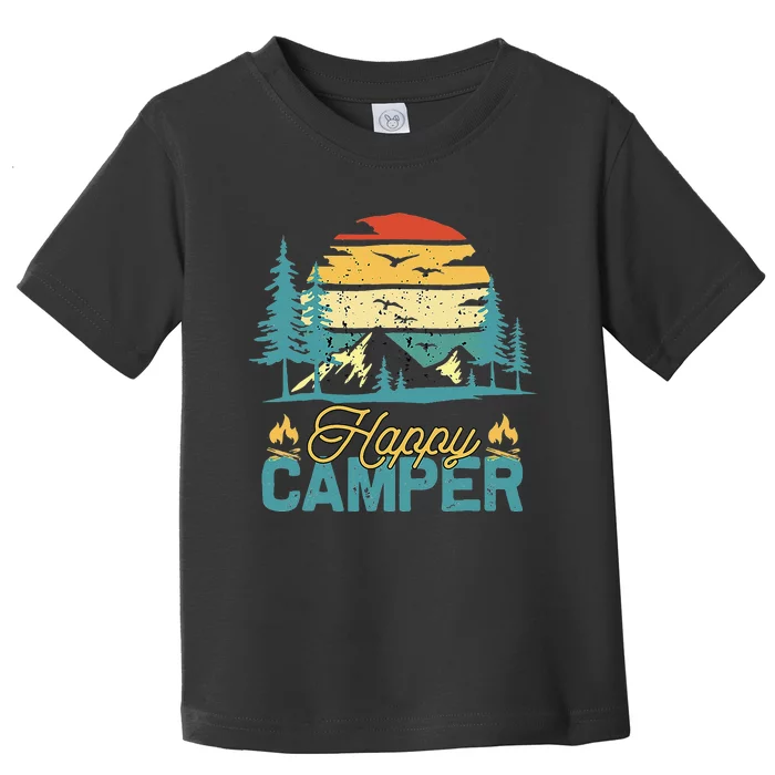 Happy Camper Retro Vintage Funny Matching Camping Crew Toddler T-Shirt