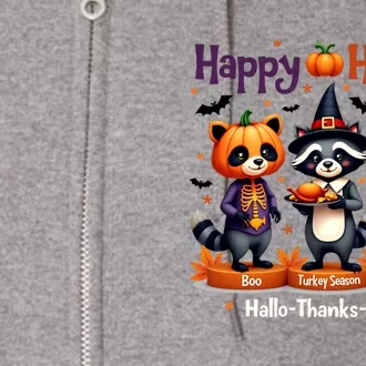 Hallothanksmas Cute Raccoon Halloween Christmas Thanksgiving Full Zip Hoodie