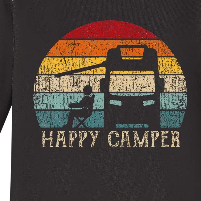 Happy Camper Rv Camping Retro Sun 70s 80s Baby Long Sleeve Bodysuit