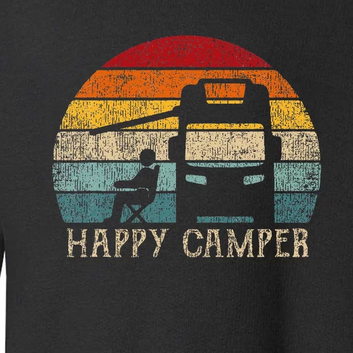 Happy Camper Rv Camping Retro Sun 70s 80s Toddler Sweatshirt