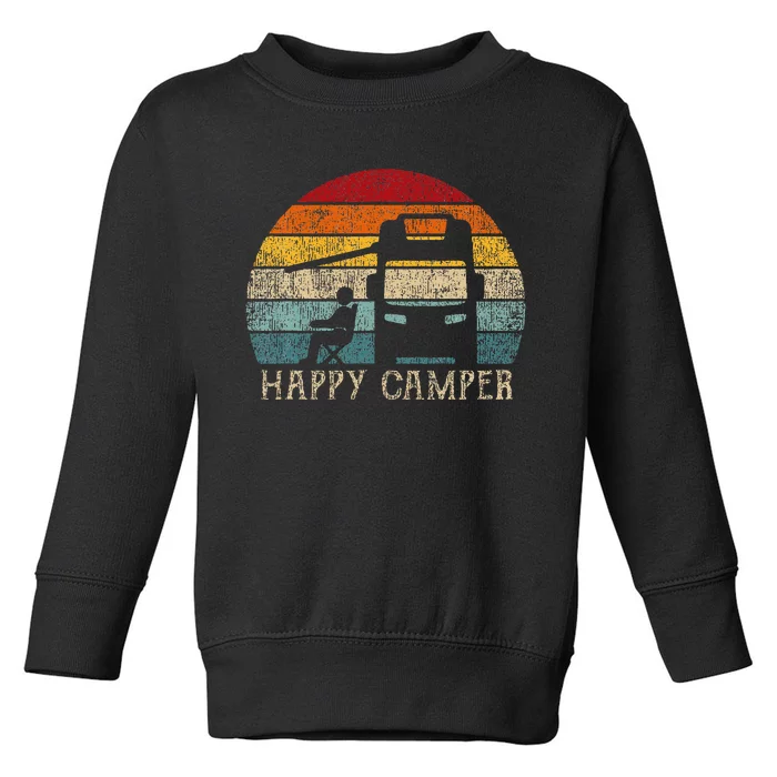 Happy Camper Rv Camping Retro Sun 70s 80s Toddler Sweatshirt