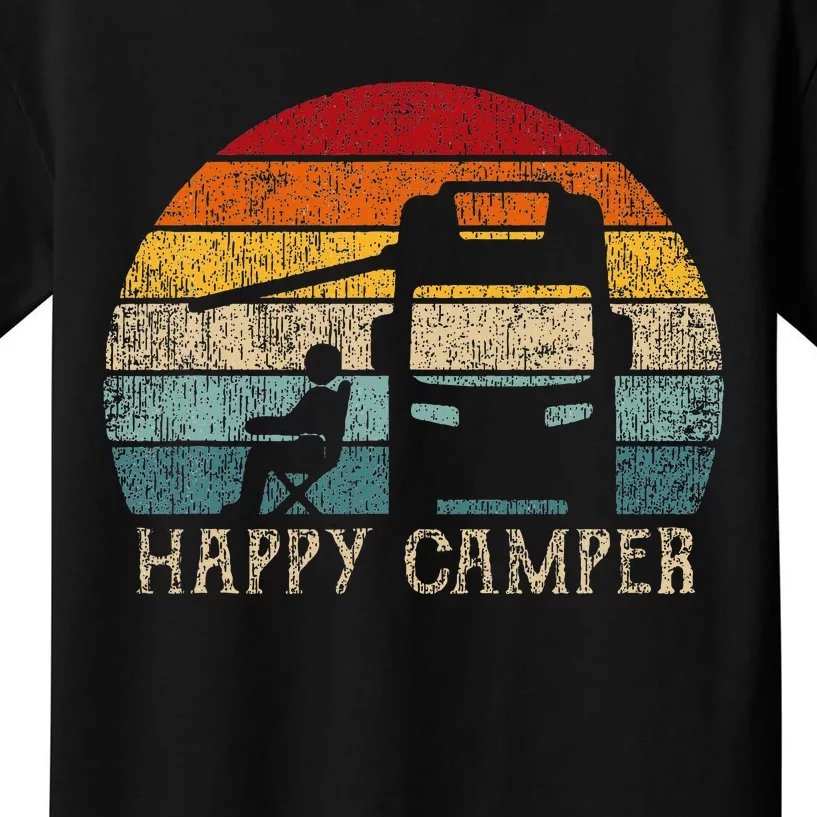 Happy Camper Rv Camping Retro Sun 70s 80s Kids T-Shirt