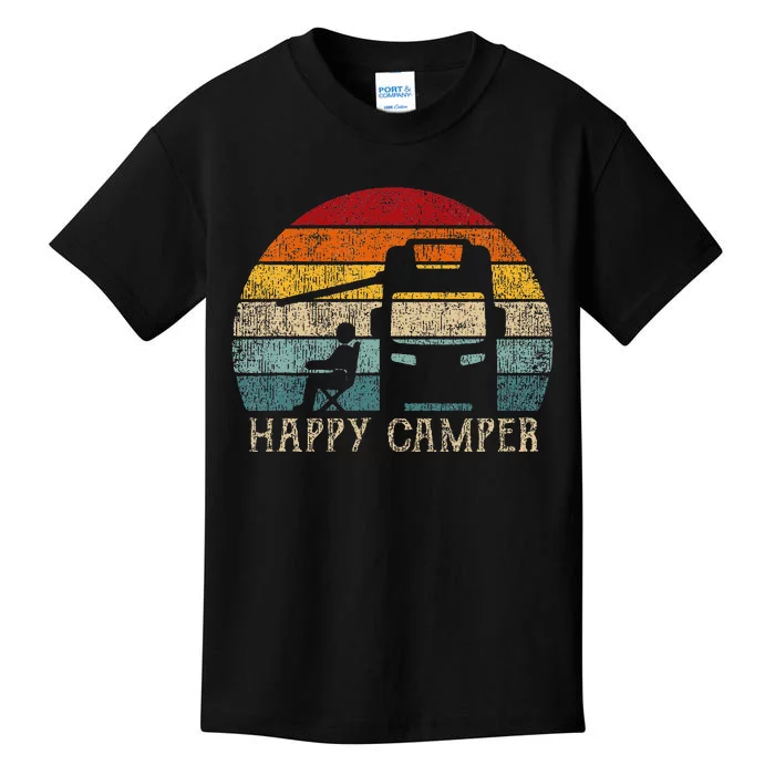 Happy Camper Rv Camping Retro Sun 70s 80s Kids T-Shirt