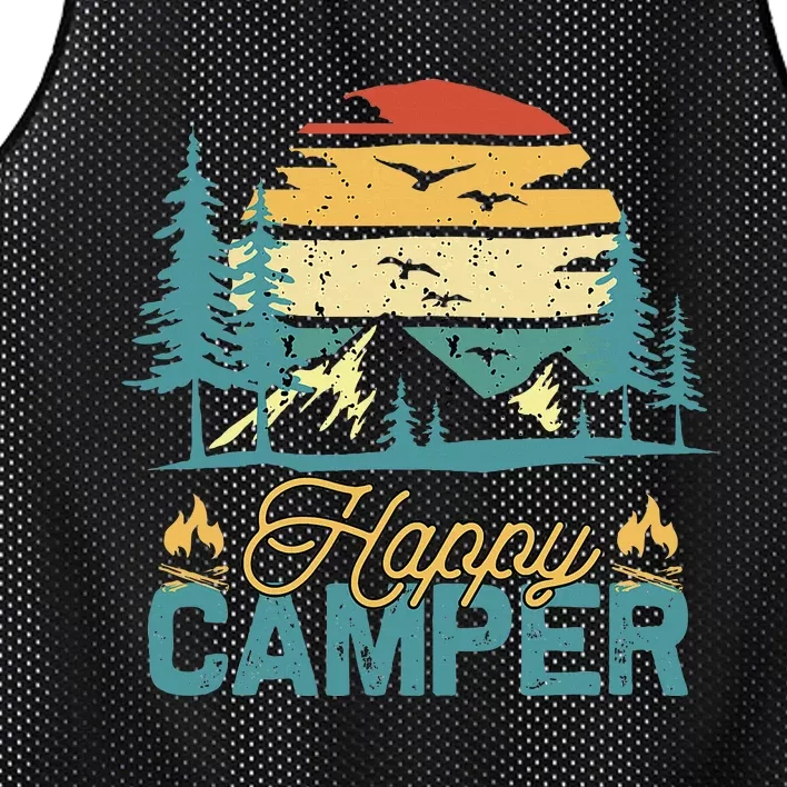 Happy Camper Retro Matching Camping Crew Mesh Reversible Basketball Jersey Tank