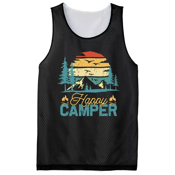 Happy Camper Retro Matching Camping Crew Mesh Reversible Basketball Jersey Tank