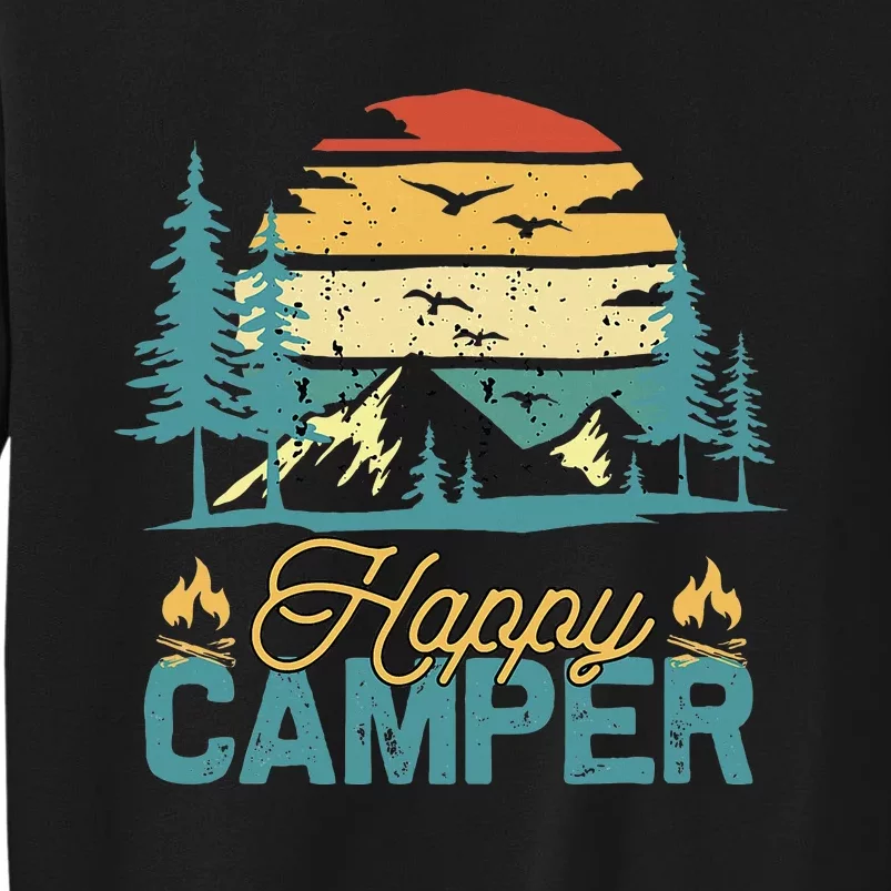 Happy Camper Retro Matching Camping Crew Tall Sweatshirt