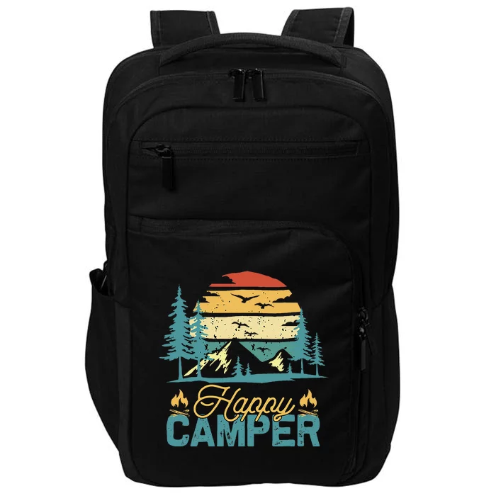 Happy Camper Retro Vintage Funny Matching Camping Crew Impact Tech Backpack