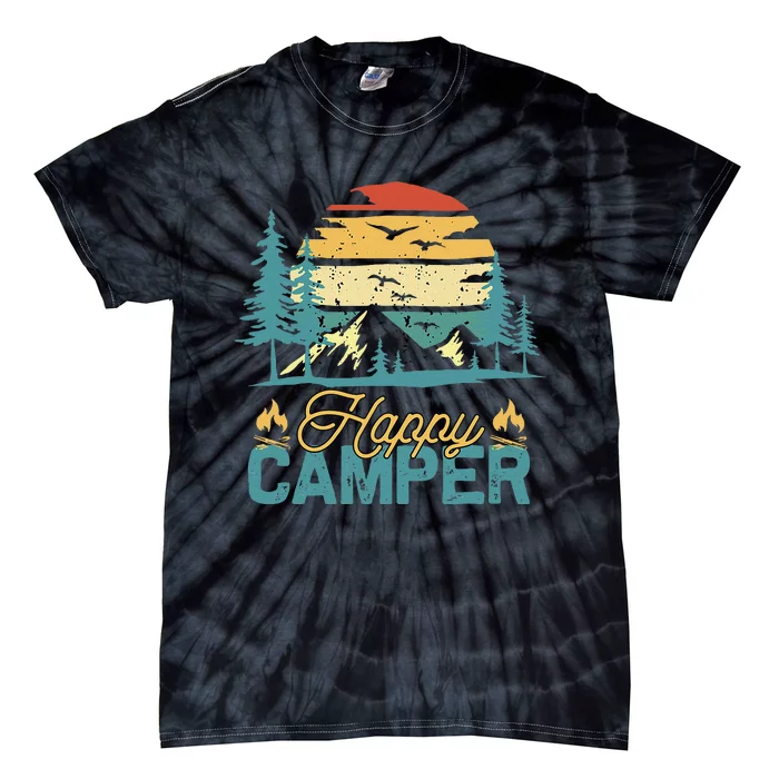 Happy Camper Retro Vintage Funny Matching Camping Crew Tie-Dye T-Shirt