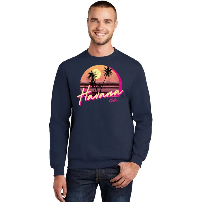 Havana Cuba Retro California Beach Sunset Tall Sweatshirt