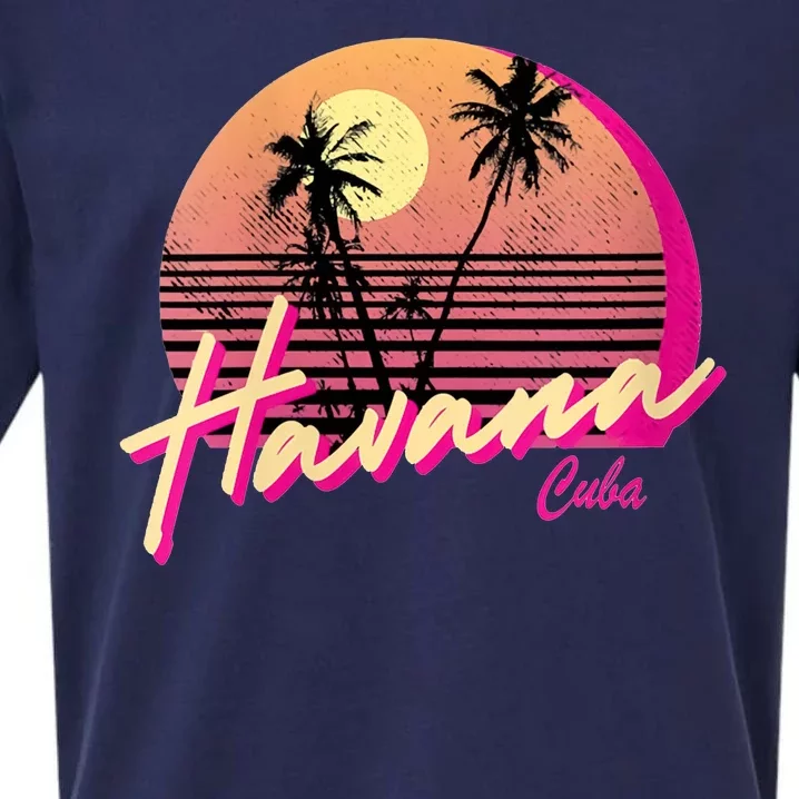 Havana Cuba Retro California Beach Sunset Sueded Cloud Jersey T-Shirt