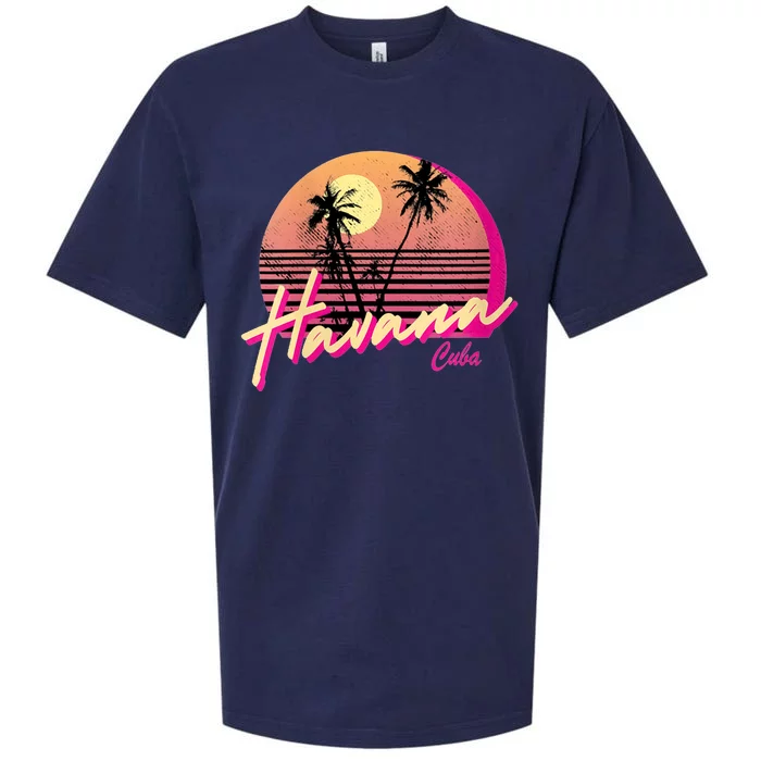 Havana Cuba Retro California Beach Sunset Sueded Cloud Jersey T-Shirt