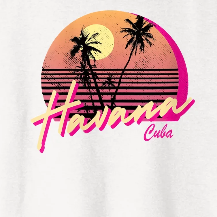 Havana Cuba Retro California Beach Sunset Women's Crop Top Tee