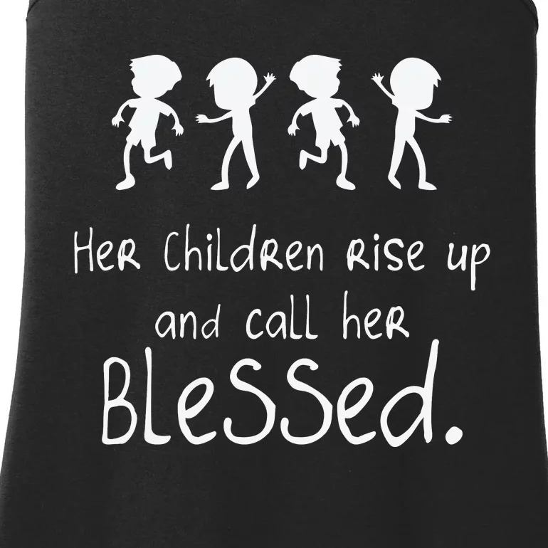 Her Chldren Rise Up Ans Call Her Blessed Christian Mother's Day Ladies Essential Tank