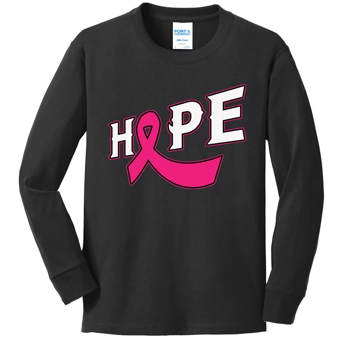 Hope Cancer Ribbon World Cancer Day Motivation Kids Long Sleeve Shirt