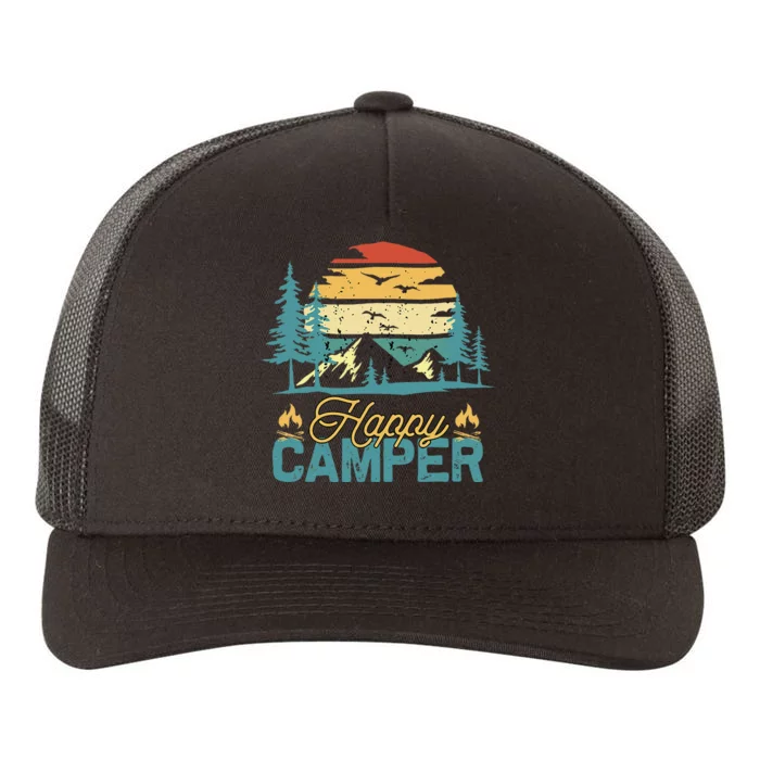 Happy Camper Retro Vintage Funny Matching Camping Crew Yupoong Adult 5-Panel Trucker Hat