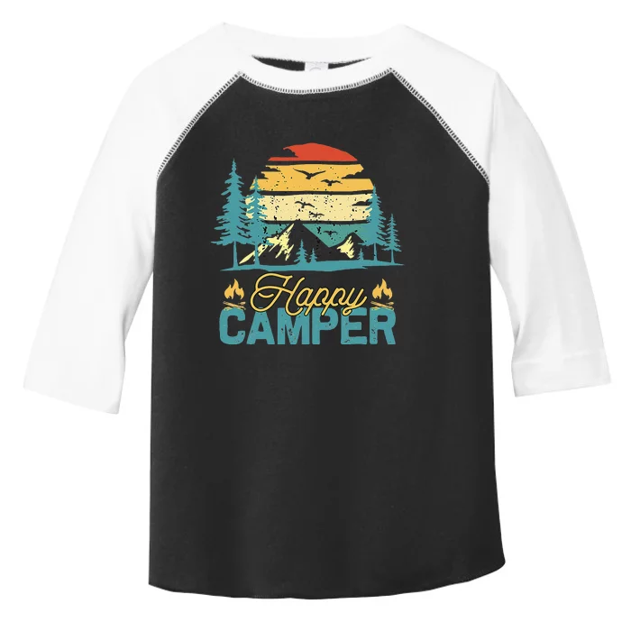 Happy Camper Retro Vintage Funny Matching Camping Crew Toddler Fine Jersey T-Shirt