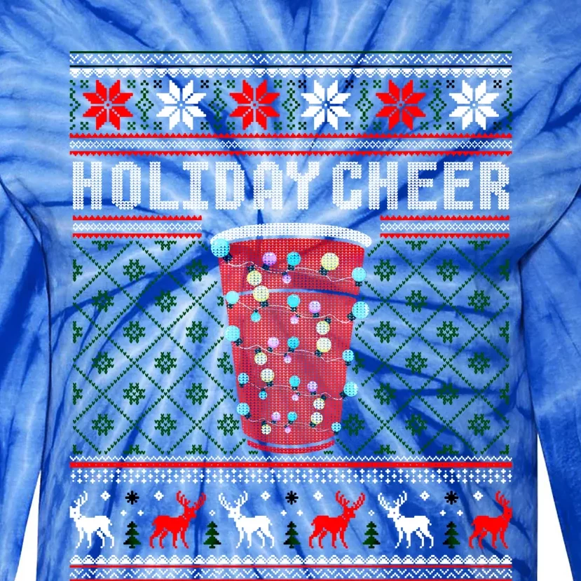 Holiday Cheer Red Solo Cup Christmas Beer Pong Ugly Sweater Meaningful Gift Tie-Dye Long Sleeve Shirt