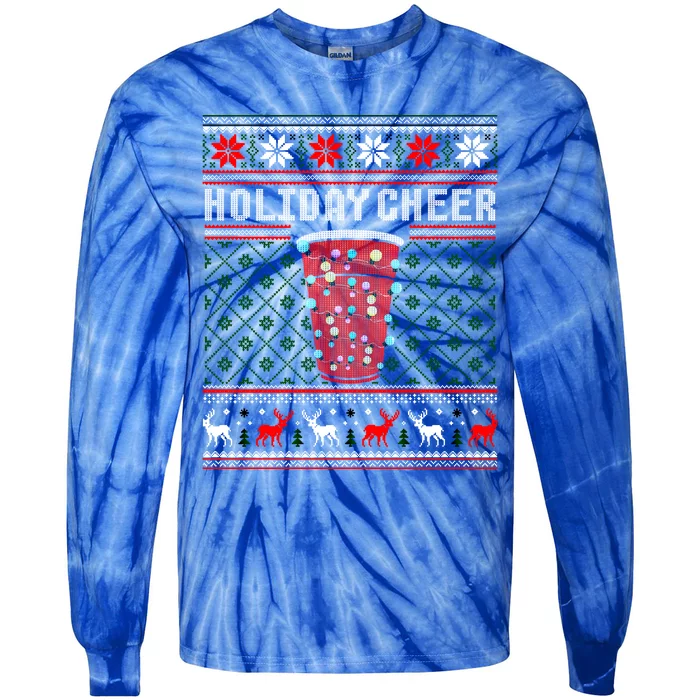 Holiday Cheer Red Solo Cup Christmas Beer Pong Ugly Sweater Meaningful Gift Tie-Dye Long Sleeve Shirt