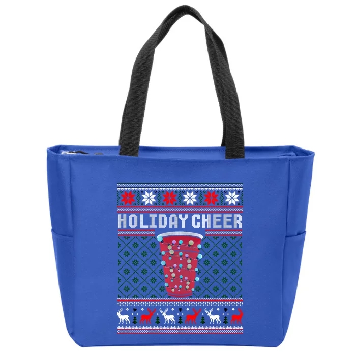 Holiday Cheer Red Solo Cup Christmas Beer Pong Ugly Sweater Meaningful Gift Zip Tote Bag