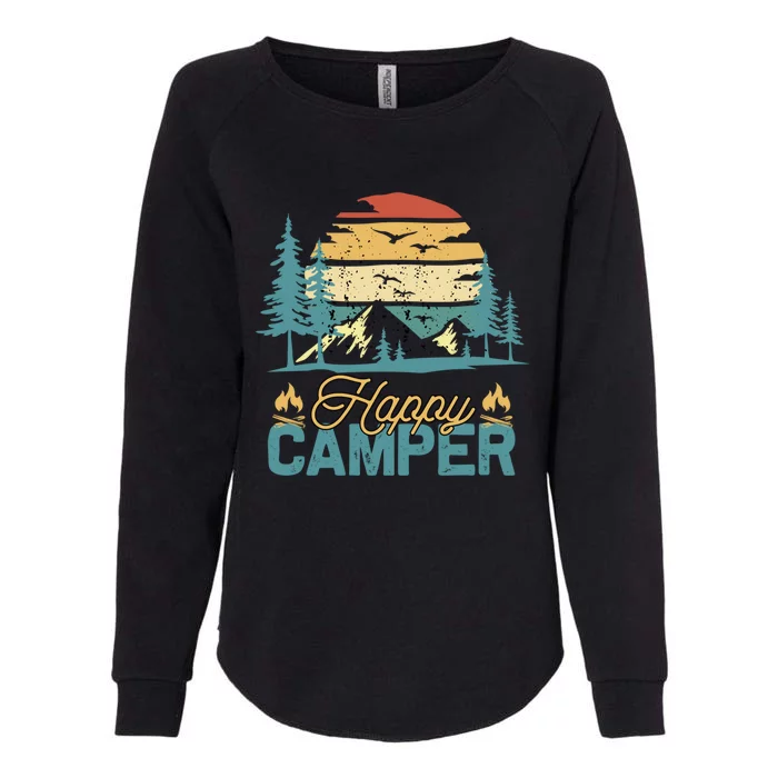 Happy Camper Retro Vintage Funny Matching Camping Crew Gift Womens California Wash Sweatshirt