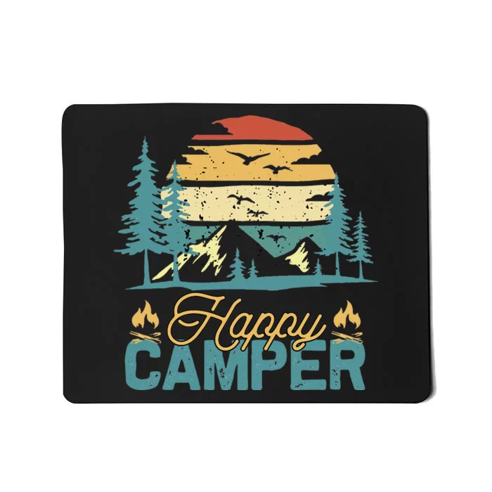 Happy Camper Retro Vintage Funny Matching Camping Crew Mousepad