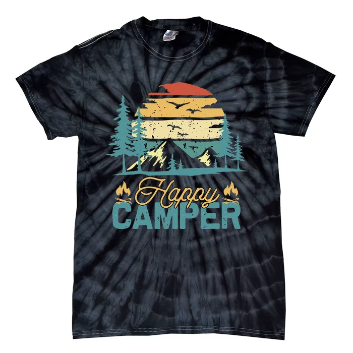 Happy Camper Retro Vintage Funny Matching Camping Crew Tie-Dye T-Shirt