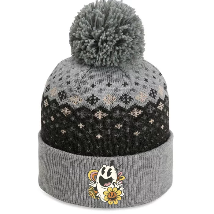 Halloween Cute Retro Ghost The Baniff Cuffed Pom Beanie