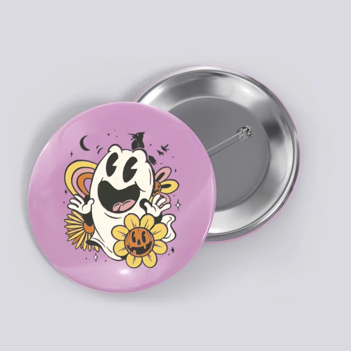 Halloween Cute Retro Ghost Button